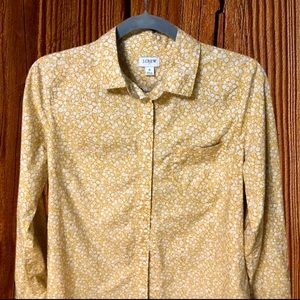 SOLD!! J.CREW YELLOW LONG-SLEEVED BUTTON DOWN FLORAL TOP SZ SM
